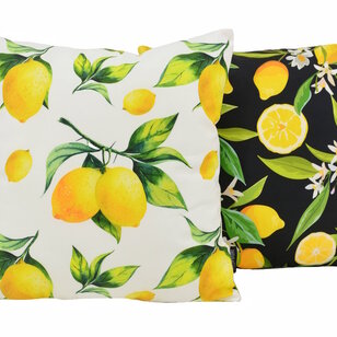 Citroenen Wit/Geel Kussenhoes | 45x45 cm | Katoen/Polyester