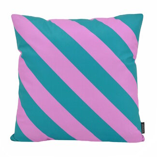 Gek op kussens! Stripe Aqua/Roze | 45 x 45 cm | Kussenhoes | Katoen/Polyester