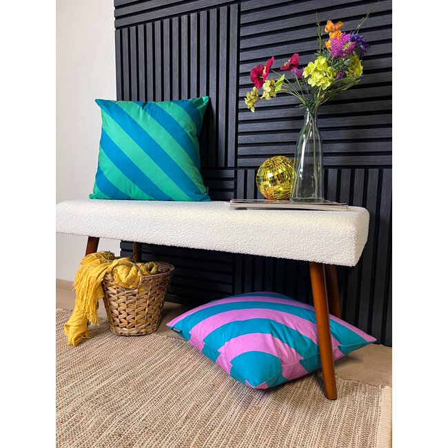 Stripe Groen/Petrol | 45 x 45 cm | Kussenhoes | Katoen/Polyester