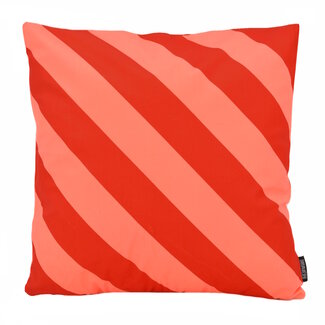 Gek op kussens! Stripe Rood/Zalm | 45 x 45 cm | Kussenhoes | Katoen/Polyester