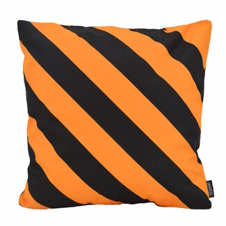 Gek op kussens! Stripe Zwart/Okergeel Kussenhoes | 45x45 cm | Katoen/Polyester