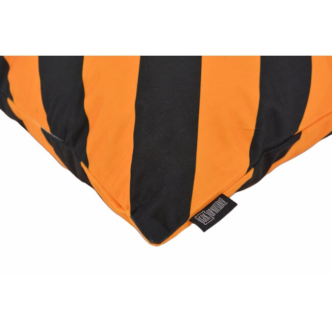 Stripe Zwart/Okergeel Kussenhoes | 45x45 cm | Katoen/Polyester