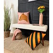 Stripe Zwart/Okergeel Kussenhoes | 45x45 cm | Katoen/Polyester
