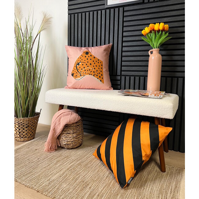 Stripe Schwarz/Okergeel Kissenbezug | 45x45 cm | Baumwolle/Polyester