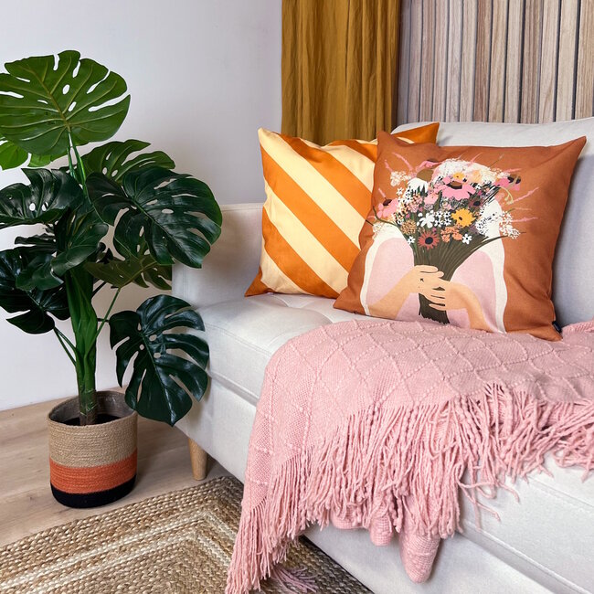 Stripe Okergeel/Geel | 45 x 45 cm | Kussenhoes | Katoen/Polyester