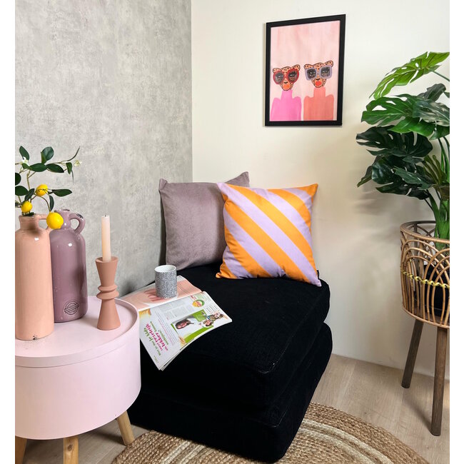 Stripe Lila/Geel Kussenhoes | 45x45 cm | Katoen/Polyester