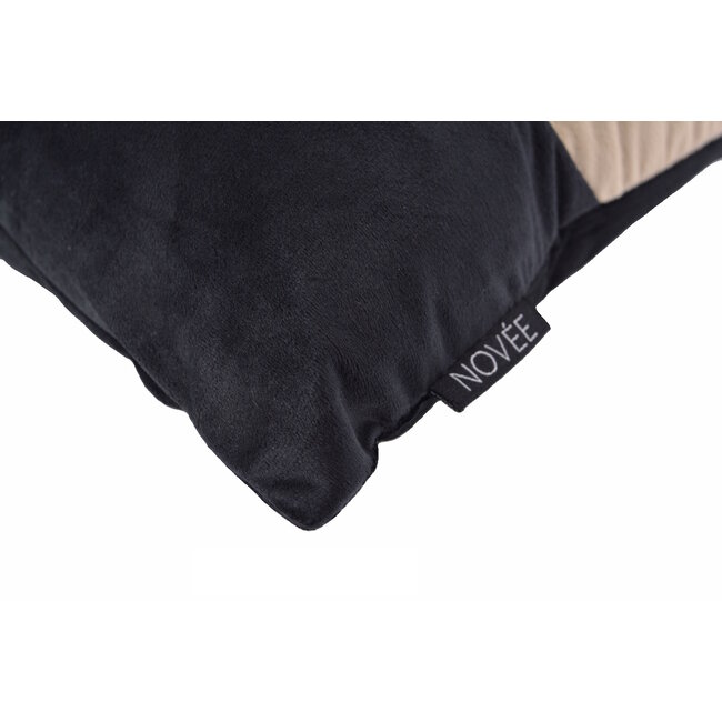 Velvet Swirl Zwart/Beige Kussenhoes | 30x50 cm | Fluweel/Polyester