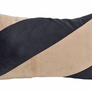 Velvet Swirl Zwart/Beige Kussenhoes | 30x50 cm | Fluweel/Polyester