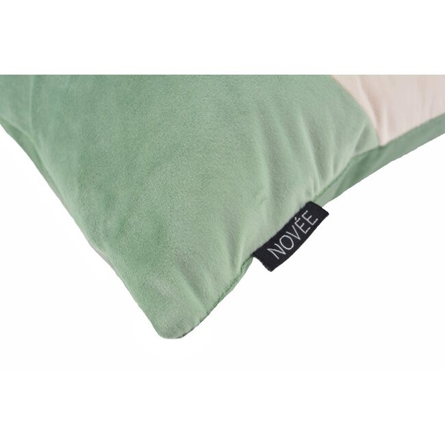 Velvet Swirl Groen/Crème Kussenhoes | 30x50 cm | Fluweel/Polyester