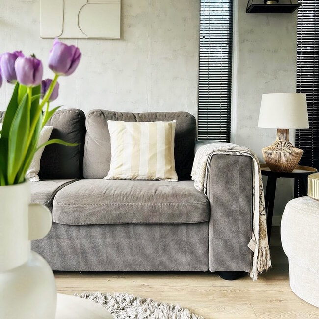 Streep Crème/Beige | 45 x 45 cm | Kussenhoes | Katoen/Polyester