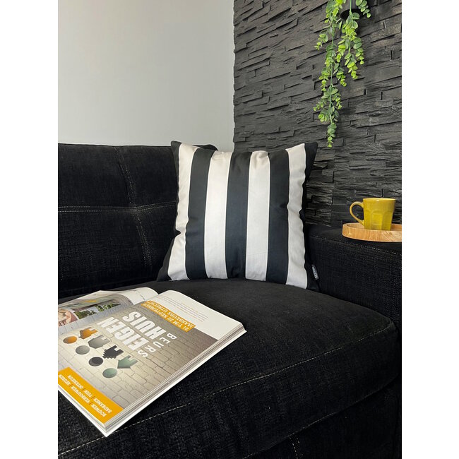 Streifen Schwarz/Crème Kissenbezug | 45x45 cm | Baumwolle/Polyester