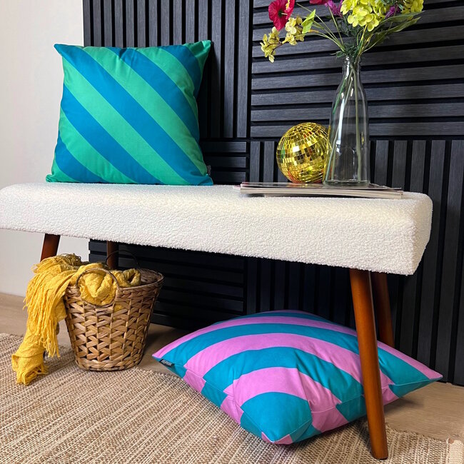 Sierkussen Stripe Groen/Petrol | 45 x 45 cm | Katoen/Polyester