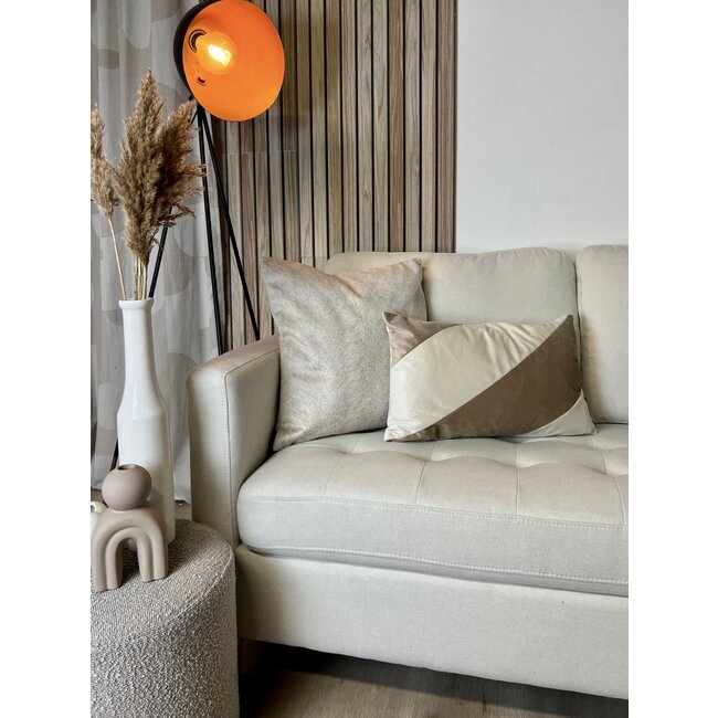 Sierkussen Velvet Swirl Crème/Beige | 30 x 50 cm  | Fluweel/Polyester