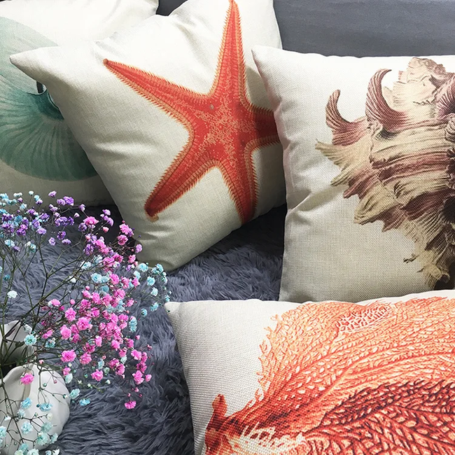 Coral/Koraal Kissenbezug | 45x45 cm | Baumwolle/Leinen