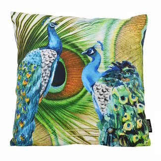 Gek op kussens! Blue Peacock Kussenhoes | 45x45 cm | Katoen/Polyester
