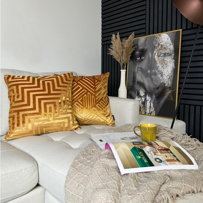 Velvet Gold Metallic #2 Kussenhoes | 45x45 cm | Polyester