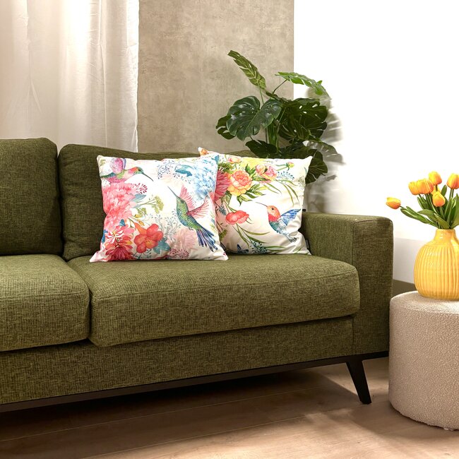 Floral Birds #1 | 45 x 45 cm | Kussenhoes | Katoen/Polyester