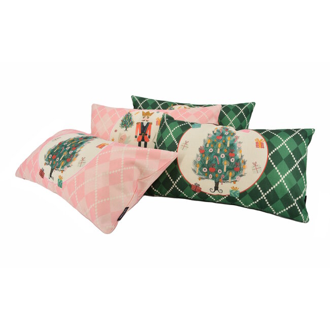 Kerstboom Roze | 30 x 50 cm | Kussenhoes | Katoen/Linnen
