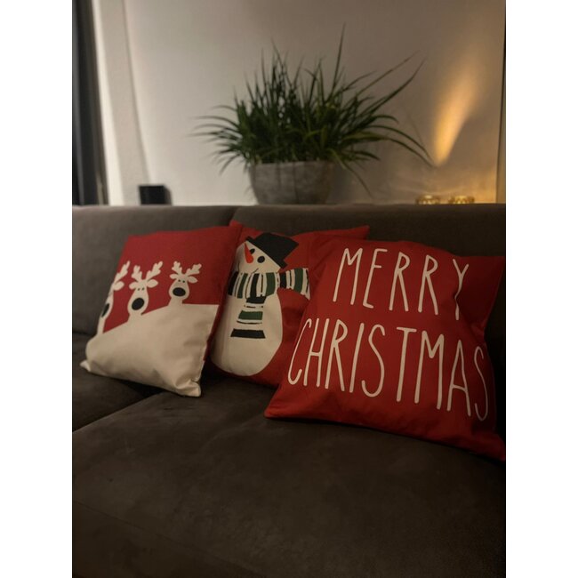 Sneeuwpop | 45 x 45 cm | Kussenhoes | Katoen/Linnen