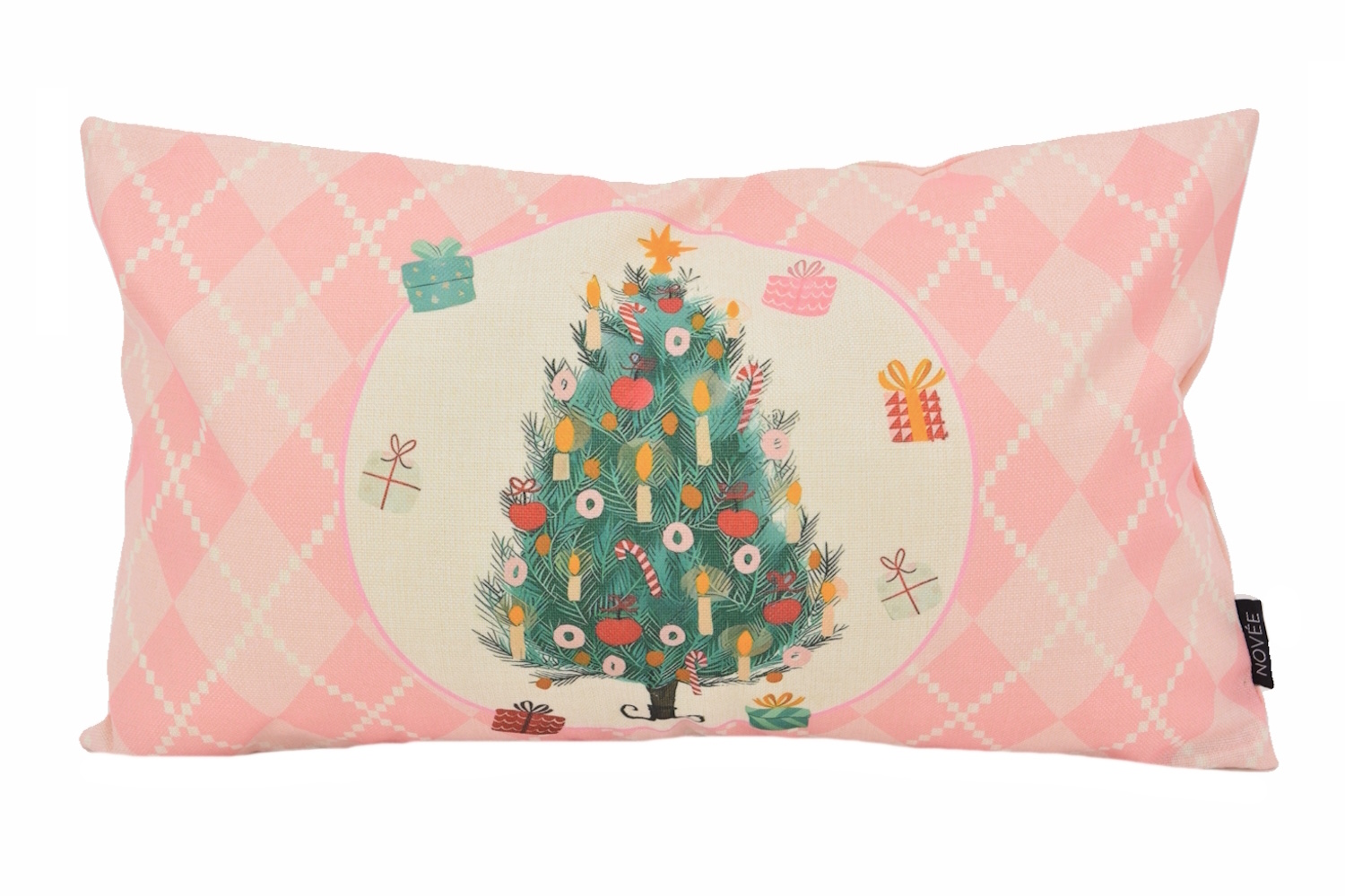 GEEORY Roze Kerstkussenslopen Set Van 4 - 45,5x45 Cm, Kerstthema, Polyester, Onzichtbare Rits, Wasbaar