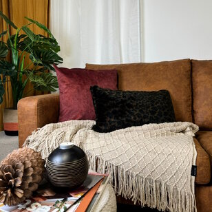 Fluffy Luipaard Bruin Kussenhoes | 30x50 cm | Polyester