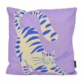 Gek op kussens! Purple Cat Kussenhoes | 45x45 cm | Katoen/Linnen