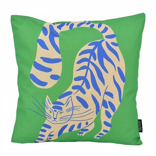 Green Cat Kussenhoes | 45x45 cm | Katoen/Linnen