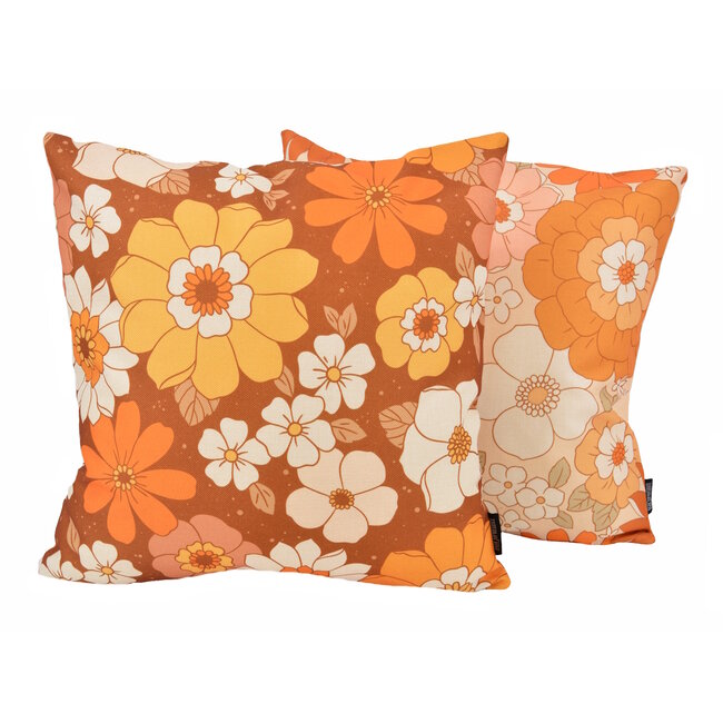 Retro Bloemen #1 Kussenhoes | 45x45 cm | Katoen/Linnen