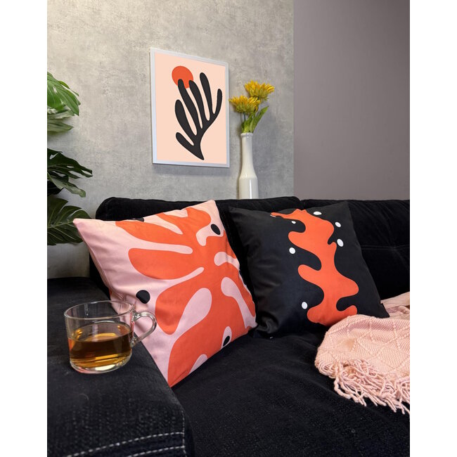 Sierkussen Black Coral | 45 x 45 cm | Katoen/Polyester