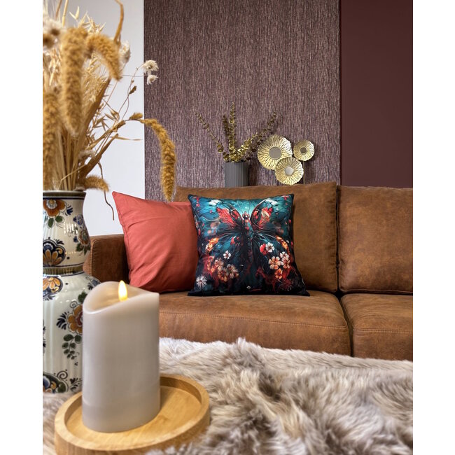 Florea Uni Roodbruin | 45 x 45 cm | Kussenhoes | Katoen