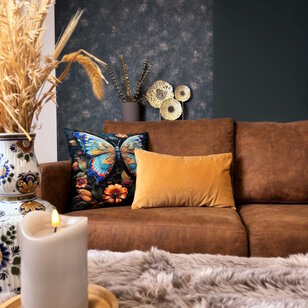 Velvet Okergeel Kussenhoes | 30x50 cm | Polyester