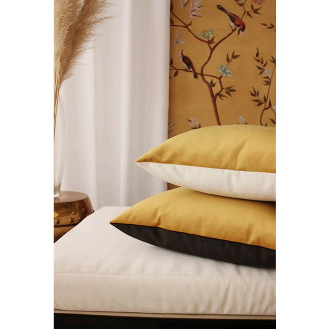 Velvet 2 Tone - Yellow / Black | 45 x 45 cm | Kussenhoes | Velvet/Polyester