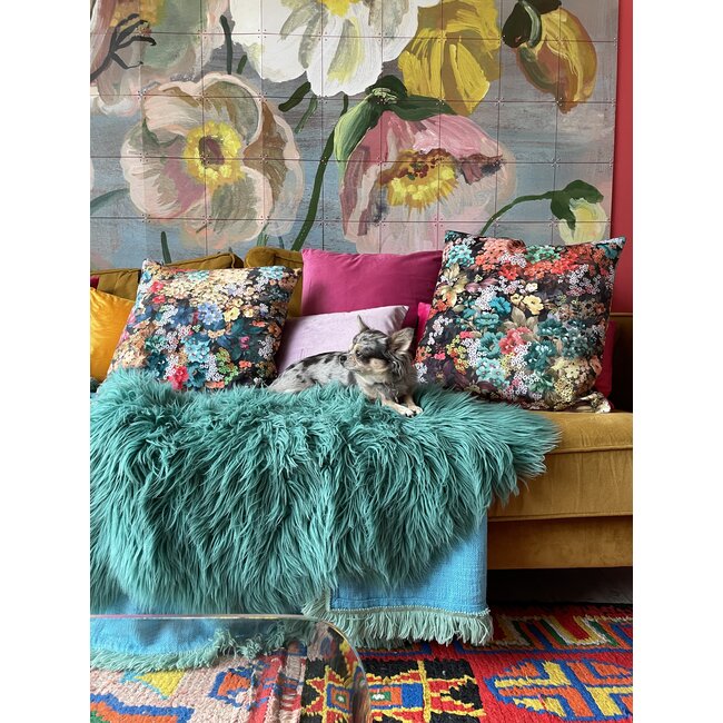 Velvet Flowers 2 Kissenbezug | 45x45 cm | Samt/Polyester