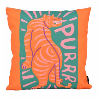 Gek op kussens! Orange Tiger Kussenhoes | 45x45 cm | Katoen/Linnen