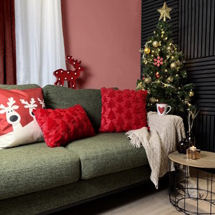 Furry XMAS Tree Rood Kussenhoes | 45x45 cm | Polyester