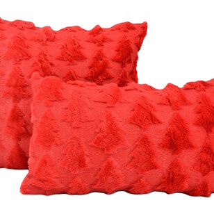Sierkussen Furry XMAS Tree Rood | 45 x 45 cm | Polyester