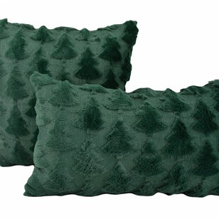 Furry XMAS Tree Groen Kussenhoes | 30x50 cm | Polyester