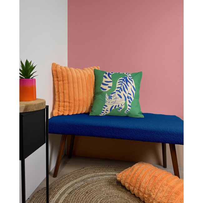 Rosie Rib Oranje Kussenhoes | 45x45 cm | Polyester