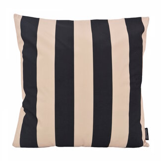 Gek op kussens! Streifen Schwarz/Beige Kissenbezug | 45x45 cm | Baumwolle/Polyester