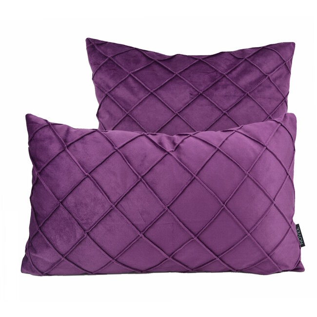 Sierkussen Velvet Cross Paars | 45 x 45 cm | Velvet/Polyester