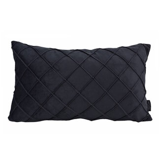 NOVÉE Velvet Cross Zwart Kussenhoes | 30x50 cm | Velvet/Polyester