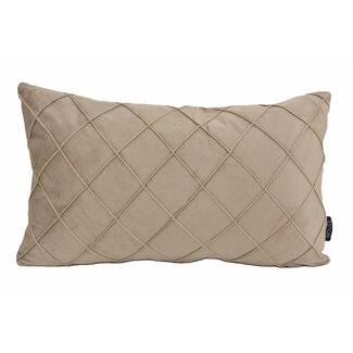 NOVÉE Velvet Cross Taupe Kussenhoes | 30x50 cm | Velvet/Polyester