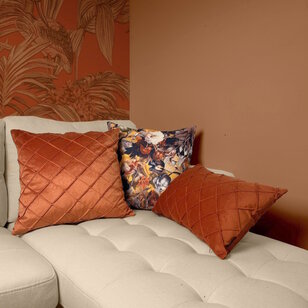 Velvet Cross Terracotta Kussenhoes | 45x45 cm | Velvet/Polyester
