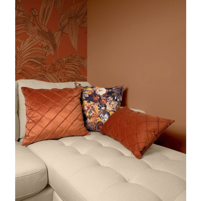 Velvet Cross Terracotta Kissenbezug | 45x45 cm | Samt/Polyester