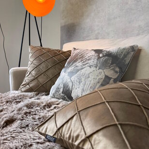 Sierkussen Velvet Cross Taupe | 30 x 50 cm | Velvet/Polyester