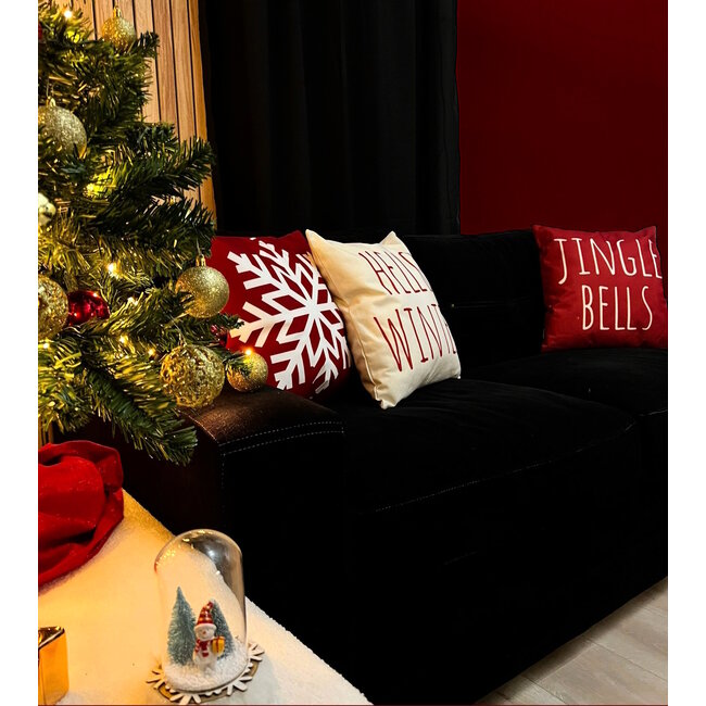 Sierkussen Red Jingle Bells | 45 x 45 cm | Katoen/Linnen