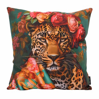 Gek op kussens! Flower Leopard #1 Kissenbezug | 45x45 cm | Baumwolle/Polyester