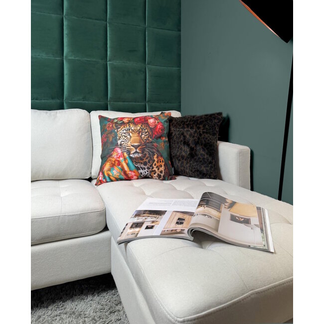 Flower Leopard #1 | 45 x 45 cm | Kussenhoes | Katoen/Polyester