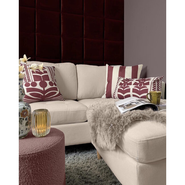 Ela Stripe Weinrot Kissenbezug | 45x45 cm | Baumwolle/Leinen