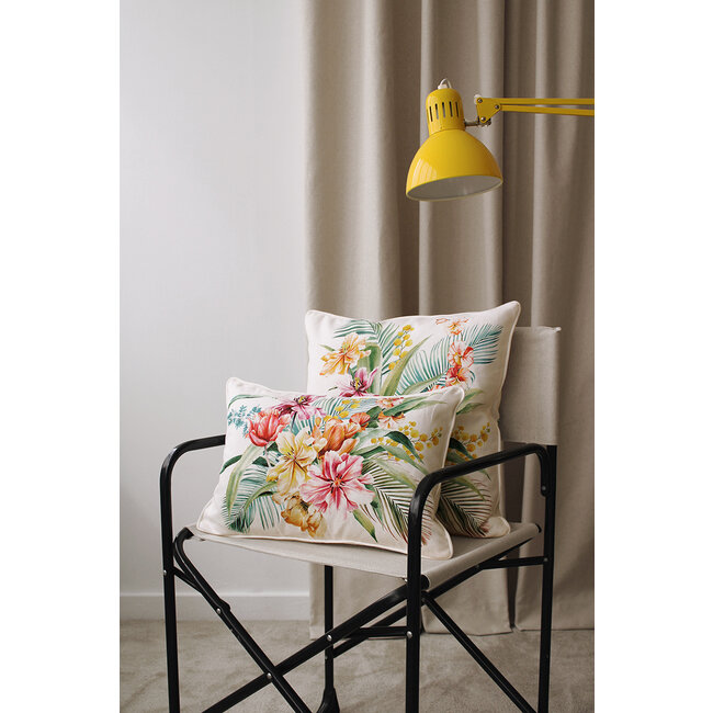 Sierkussen Colorful Flowers Wit | 45 x 45 cm | Katoen